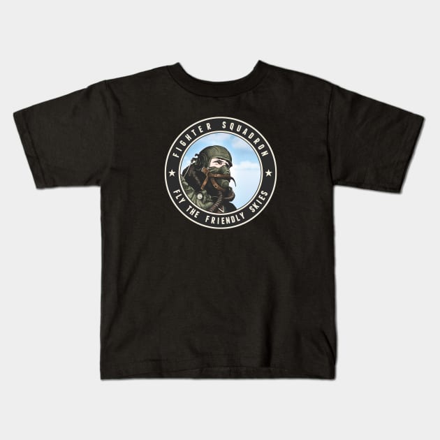 Fighter Squadron Black Kids T-Shirt by ranxerox79